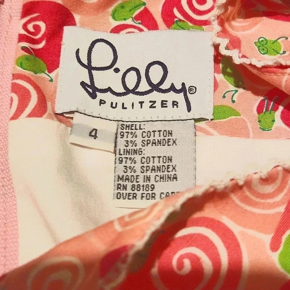 NWOT Lilly Pulitzer knee length pink and green (of course!) dress Size 4